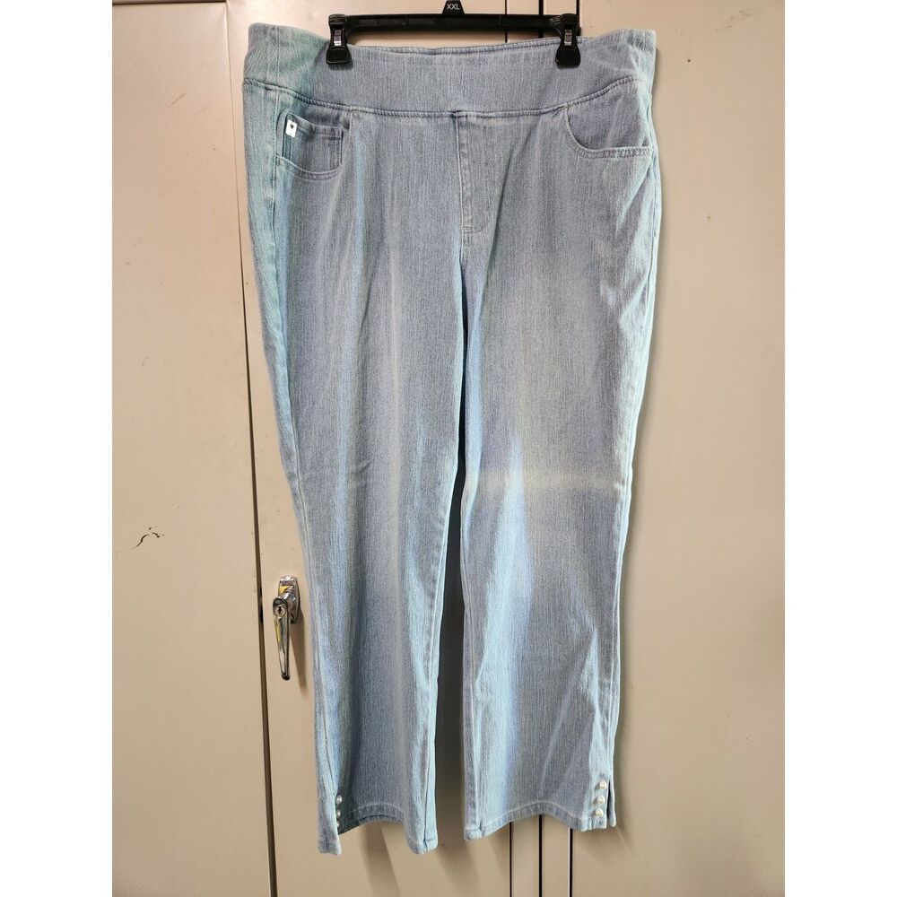 Belle Kim Gravel Believe in Your Beauty Faded Jeans w/ Pearl Accent Size 20WT